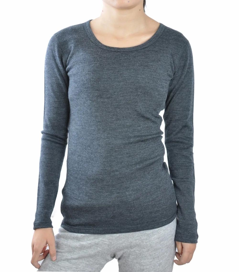 

Women's midweight crew Next to Skin (NTS) base layer 100% pure merino wool tops clothing thermal warm underwear