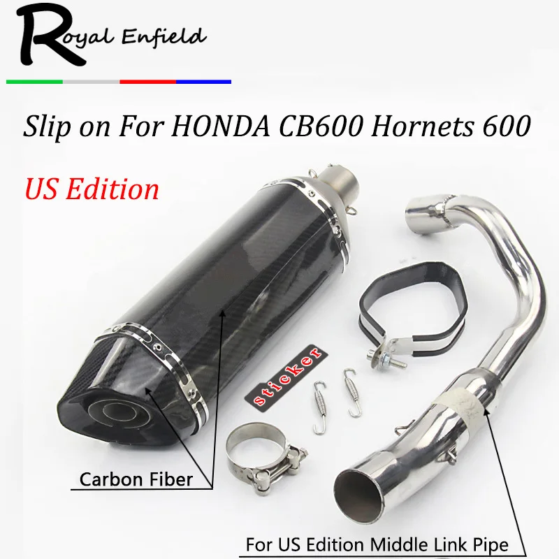 

Slip On For Honda CB600 Motorcycle Exhasut Modified Motorbike Carbon Muffler Middle Link Pipe DB Killer For CB600F Hornets 600