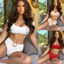 Бандажный купальник biquinis Женский комплект Купальника Бикини Монокини с пуш-апом лодочка шеи танкини трикини maillot de bain