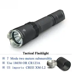 Тактический фонарь 7 Режим CREE XM-L2 светодио дный факел linternas IPX-8 водонепроницаемый CR123A или 18650 аккумуляторная батарея Охота огни