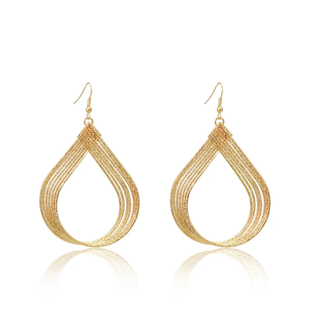 

GR.NERH Big 4.8*5.8cm Water Drop Rose Gold Color Earrings For Women Jewelry