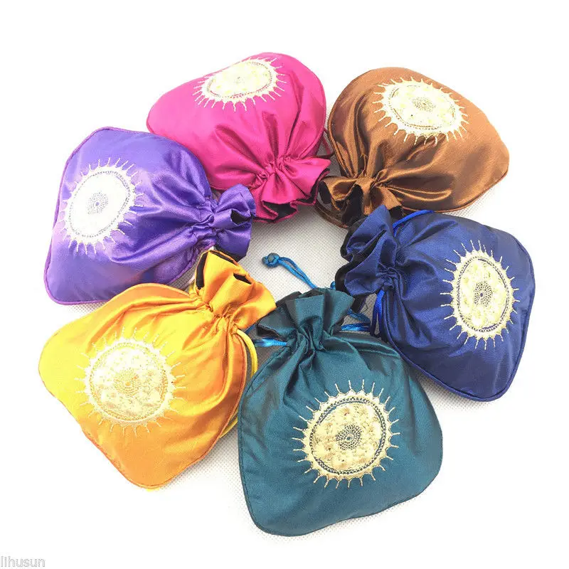 

Wholesale10pcs Chinese Handmade Embroidered Silk Jewelry Bag &Phone Pouch Purse