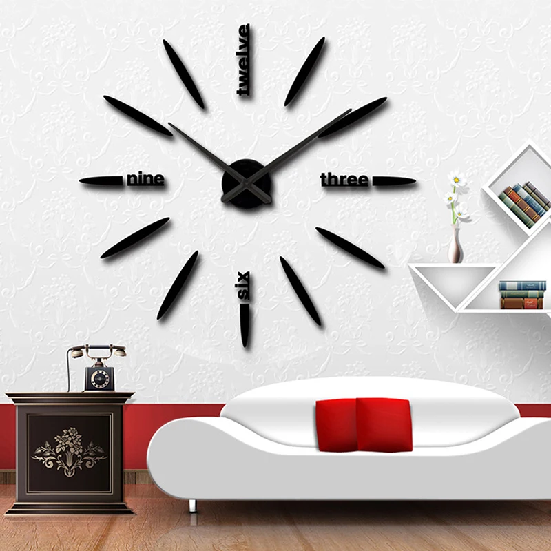 3d large wall clock sticker mirror home decor for living room