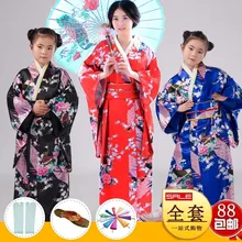 Детское японское кимоно юката с obi для девочек, детское платье юката Haori, традиционное японское кимоно