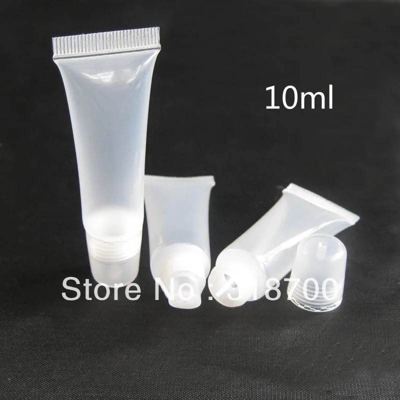 

50 x 10ML Empty Transparent Lip Glossy Soft Tube 10cc PET Lipstick Tube 1/3oz Clear Pet Cream Bottle