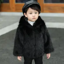 Г. черные меховые пальто для мальчиков, Детская куртка из искусственного лисьего меха с отложным воротником зимняя одежда для малышей Меховая куртка Серый DF770