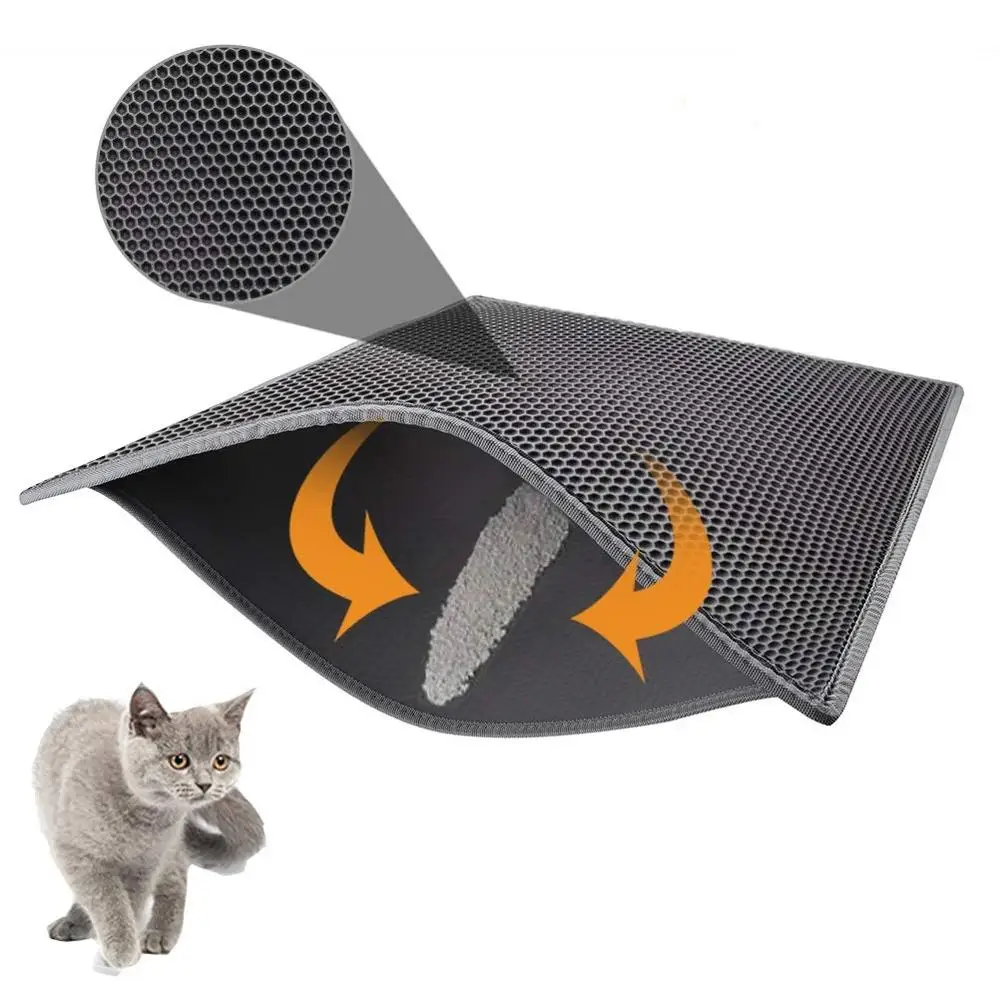 

Cat Litter Mat, 72x55cm Honeycomb Double-Layer Design Waterproof Urine Proof Trapper Mat, Easy Clean Scatter Control