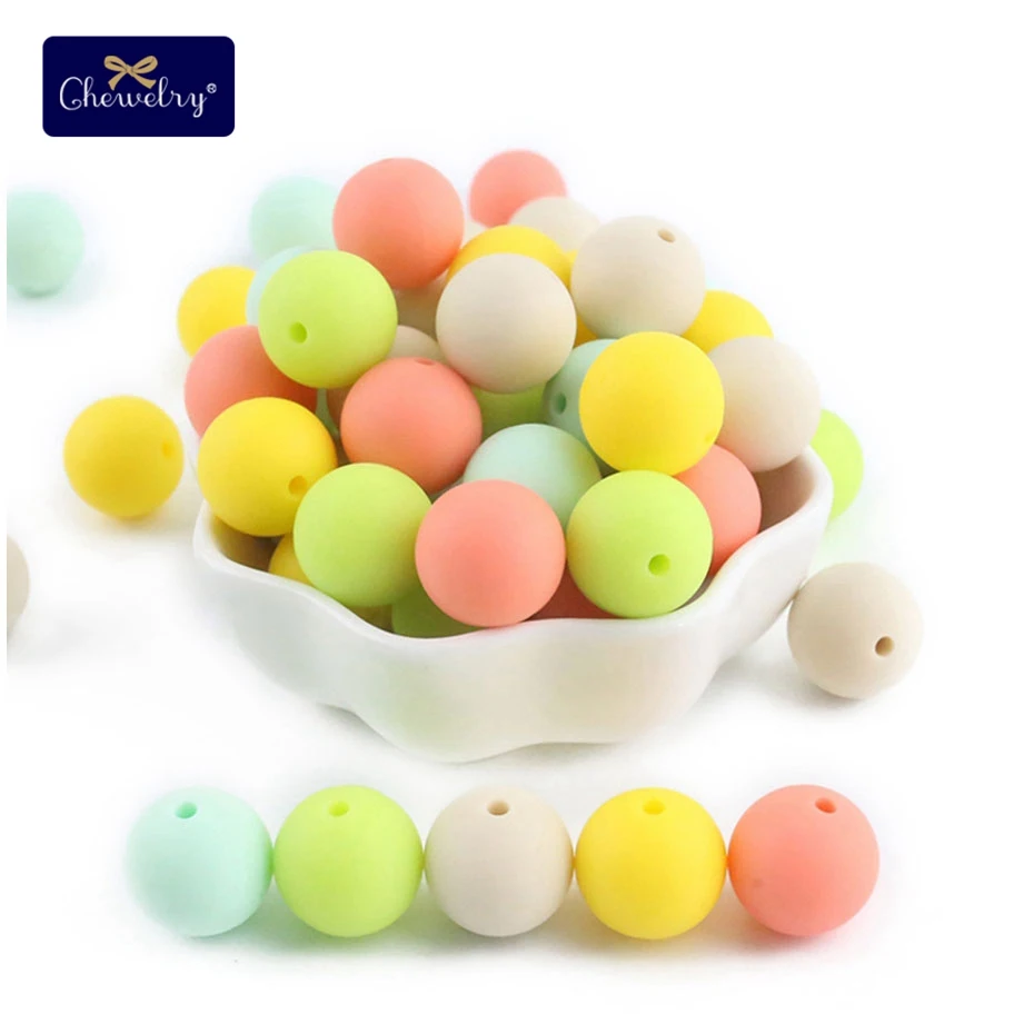 

20pc Silicone Beads Teether 12mm Food Grade Silicone Beads Baby Toys DIY Teething Necklace Pacifier Chain Accessories BPA Free