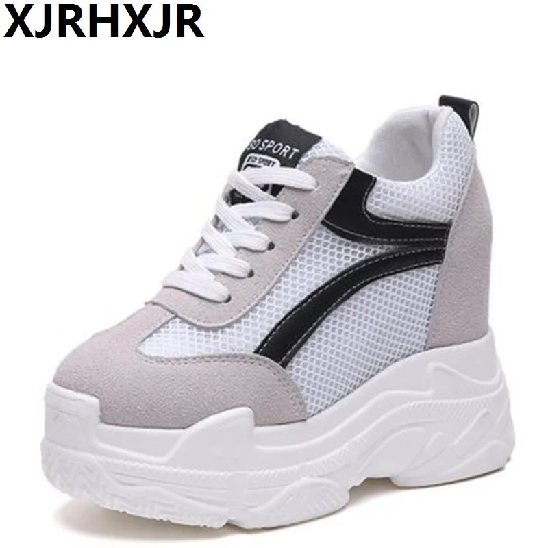 

XJRHXJR Wedges Shoes Woman Platform Shoes Hidden Heel Height Increasing Casual Shoes Female Chaussure Femme Sneakers Size 34-39