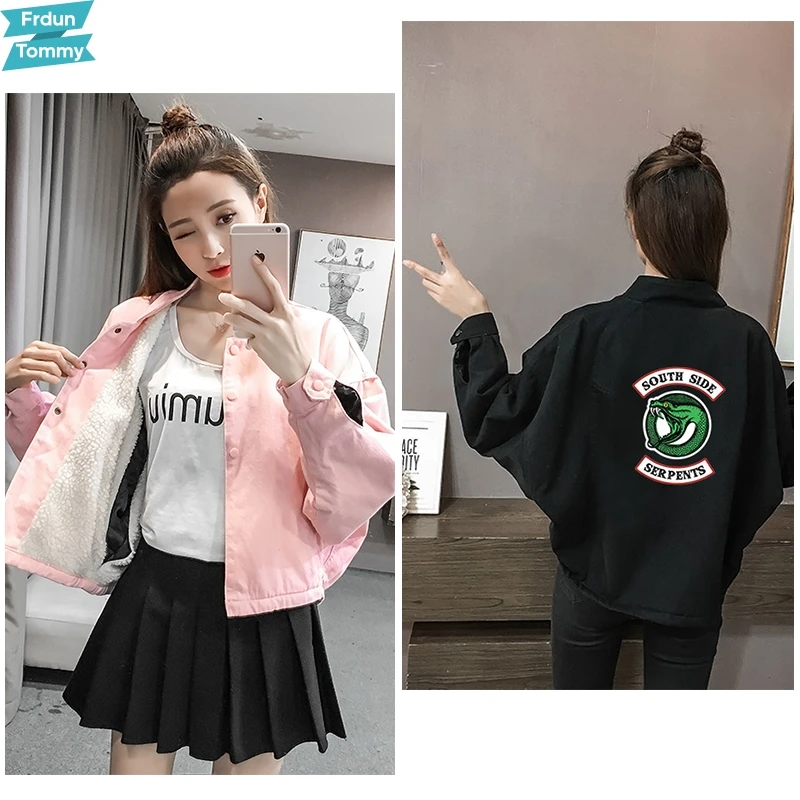 

2019 Riverdale Printed Wool Thicken Jackets Women Fashion Long Sleeve Girl Jackets 2019 Hot Sale Casual Streetwear Clothes XL