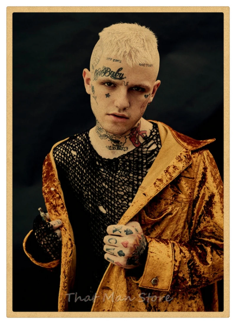 Хип-хоп рэпер Lil Peep плакат наклейки на стену винтажные постеры печать высокого качества для гостиной домашний декор 42*30 см - Цвет: Оранжевый