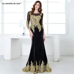 Мать невесты dresses2019 Новые Длинные рукава пикантные русалка Золотой Черный vestido mae да noiva Длинные vestido mae да noiva платье