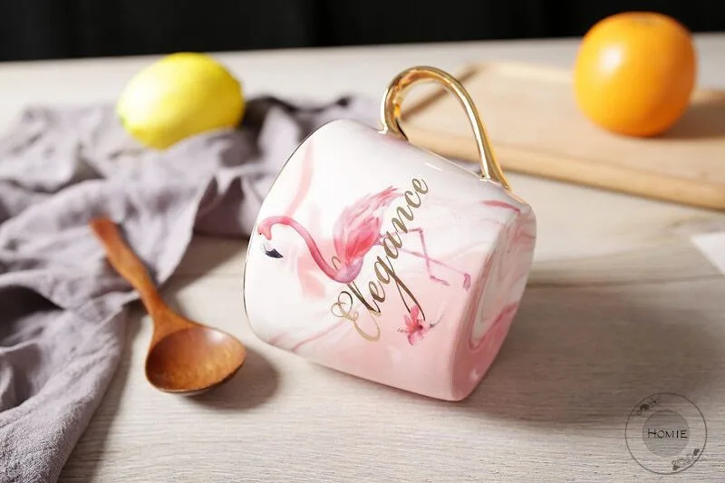 HOMIN Cute Flamingo Ceramics Coffee Mug Large Capacity 400ml Animal Mugs creative Drinkware Coffee Tea Cups Novelty Gifts milk cup19