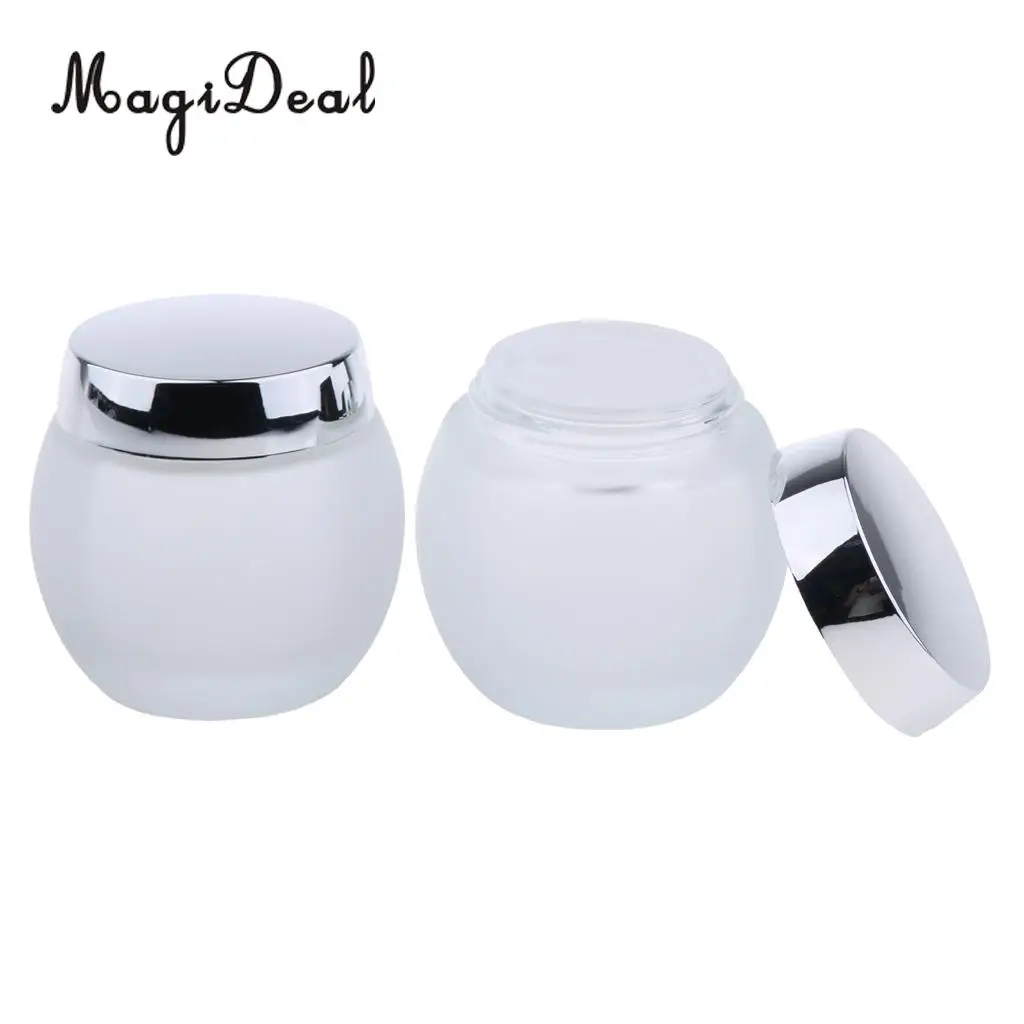 2 x 120g Frosted Glass Mask Jar Cream Containers Cosmetic Empty Can Sample Bottle - Refillable/Reusable