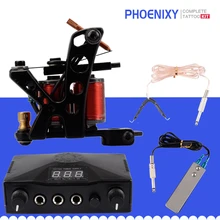 Полный комплект тату-машинки, набор 10 катушек, тату-машинка, ЖК-черный источник питания, набор тату-машинки, комплекты