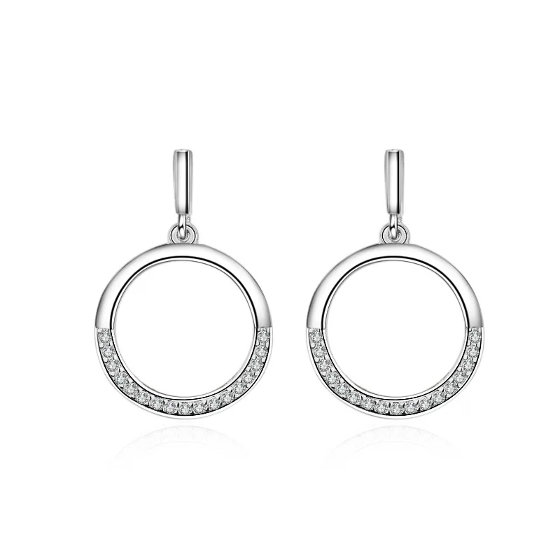 

Promotion 925 sterling silver fashion round crystal female gift ladies`stud earrings jewelry Anti allergy drop shipping cheap