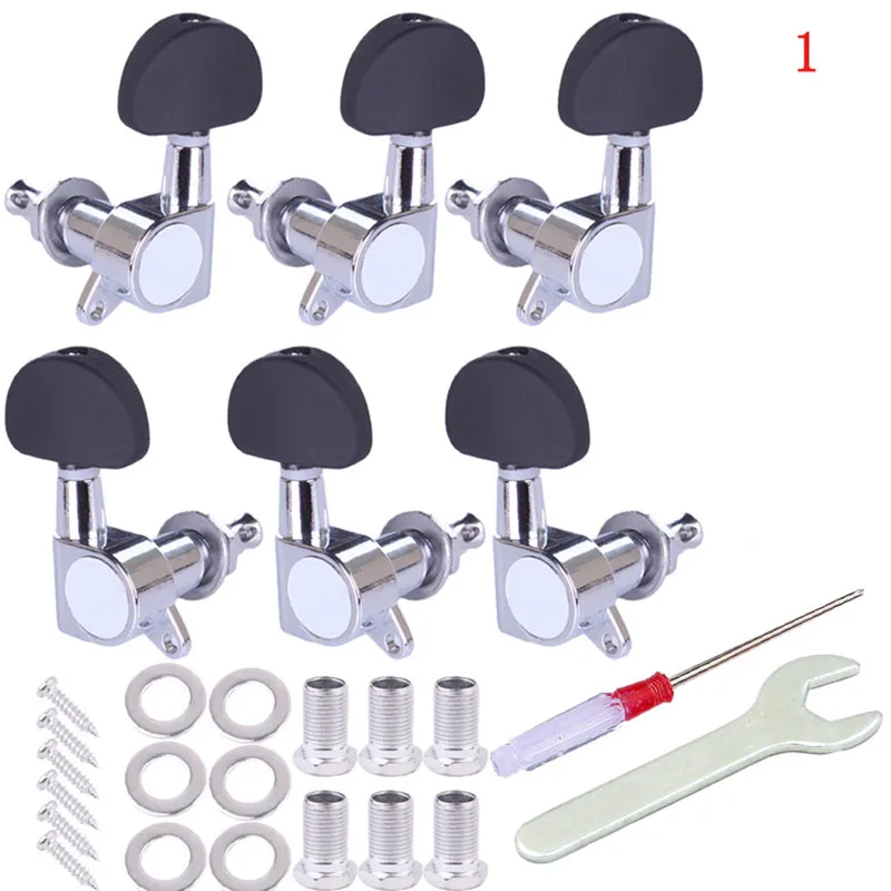 1 компл. 6 шт. электрическая гитара струны поворотные колышки 3R 3L железные закрытые классические головки Тернер ручка заблокирована аксессуары для гитары запчасти - Цвет: 1 Full enclosed