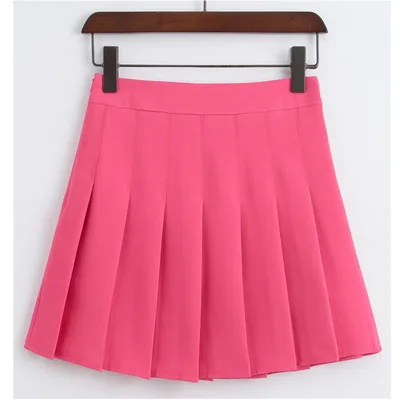 Короткое платье в клетку для девочек плиссированная теннисная юбка с высокой талией Униформа с внутренними шортами трусы для бадминтона - Цвет: rose Red