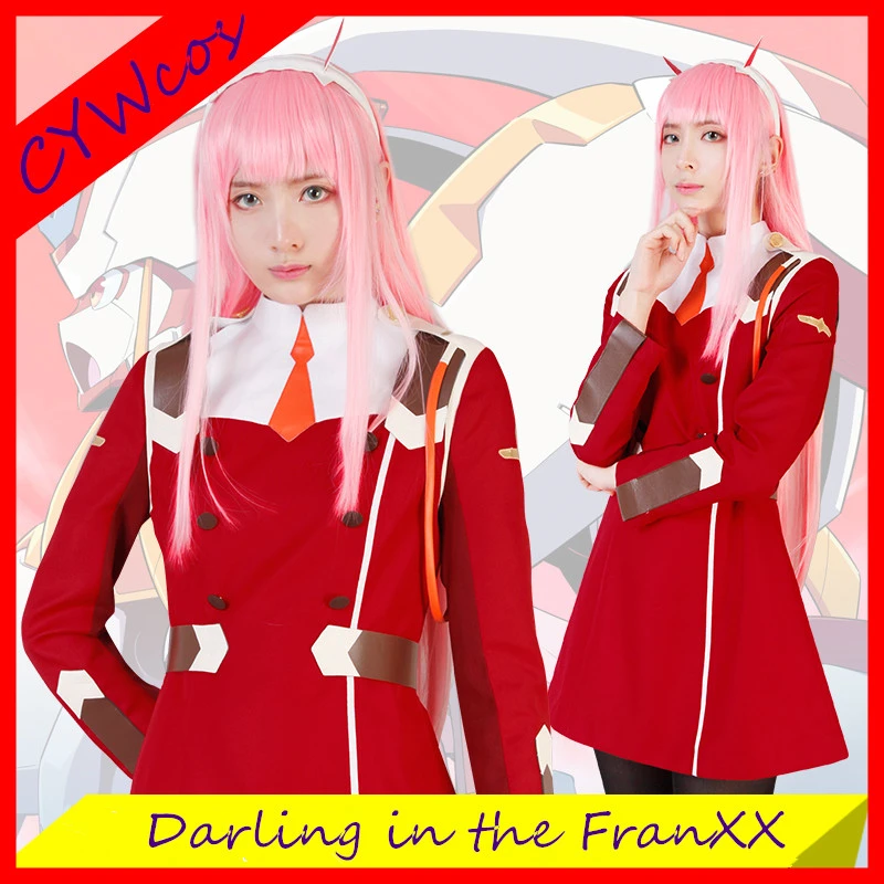 Аниме Косплей Darling в FranXX ноль два товара 002 косплей костюм Красный рождественские костюмы пальто платье + повязка на голову + носки