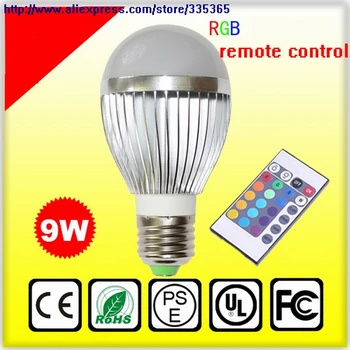 

6pcs X E27 E14 b22 dimmable COB 9w rgb led bulb lamp with remote control