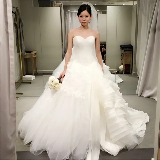 High Quality 2017 Sweetheart Korea Style Organza Tulle Floor Length High Quality 2017 Sweetheart Korea Style Organza Tulle Floor Length Wedding Dress Designer Bridal Gowns Fashionable