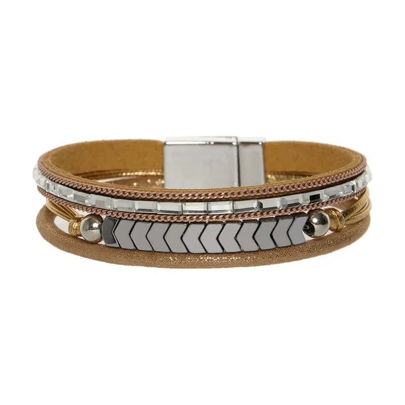 

ORNAPEADIA Summer New Jewelry Hot Selling Bohemia bracelet Fashion tungsten steel Accessories Leather Bangles for women gift