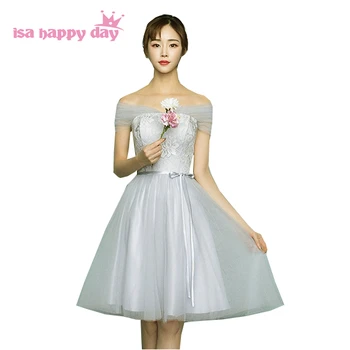 

gray colored ladies strapless size 6 short bridesmaid corset dresses tulle ball gowns under 100 dress for party teen H4027