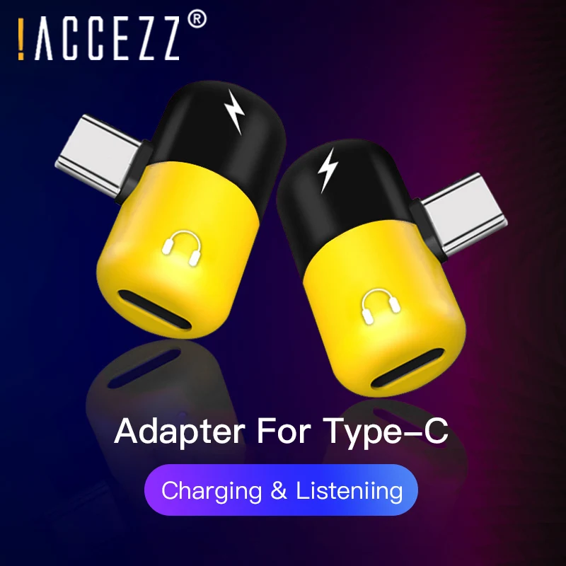 

!ACCEZZ Pill Shape Mobile Phone Adapter For HTC Oneplus 7 Pro Mi 9 Dual Type C For Huawei P20 Samsung S8 3.5mm Jack Aux Adapter