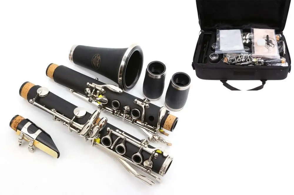 Bb key Профессиональный кларнет Ebonite деревянный кларнет никелированный C Ключ кларнет 17 ключ с чехол для кларнета#8 - Color: Bb key