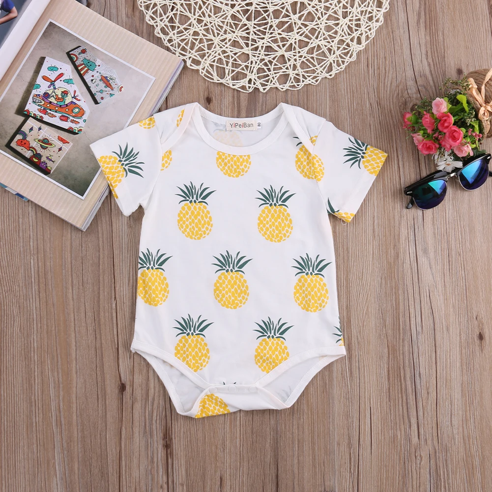 Cotton Newborn Infant Baby Boy Girls Clothes Yellow Pineapple Romper