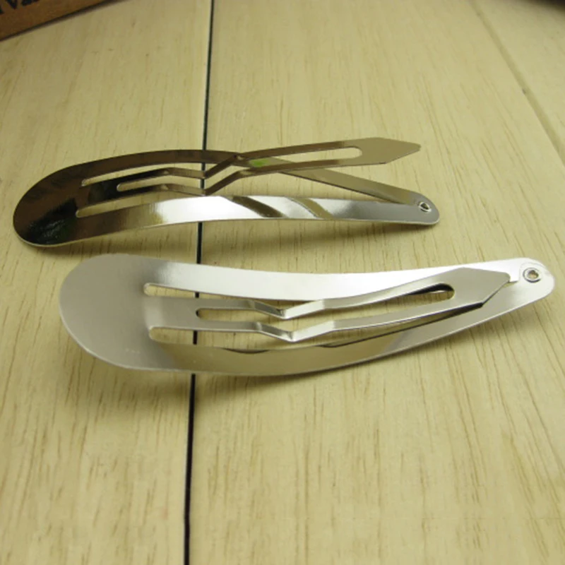 50pcs DIY Hair Clips Silver Metal Hair Snap Clips Baby Girls Women Bows