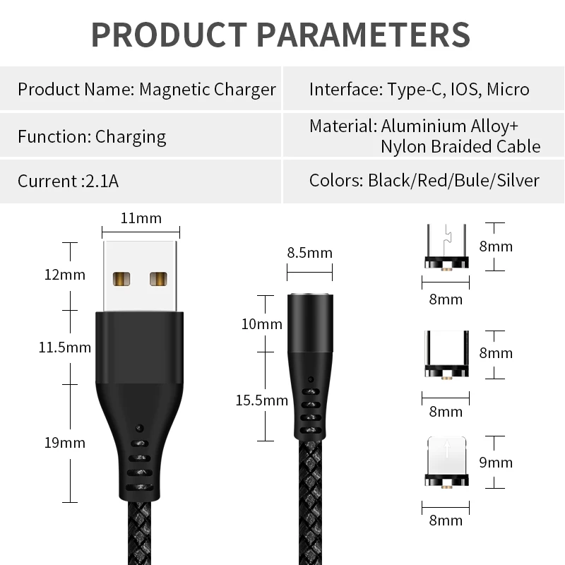 GREENPORT Круглый Магнитный кабель Micro usb type C кабель для iphone xs max samsung S8 S9 зарядки мобильного телефона Android зарядное устройство Шнур