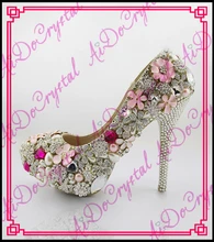 Aidocrystal Reine Handgemachte Birne Hochzeit Schuhe Kristall Runde Kappe Schuhe Dame-parteischuhe Frauen Abend High Heel-schuhe
