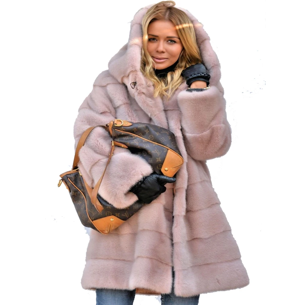 oversized hooded faux fur coat