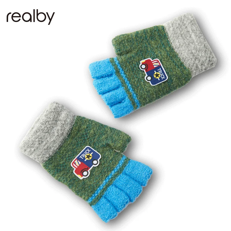6 9 Years Old Boys Children Gloves Female Winter Warm Wool Clamshell Refers To Children's Gloves