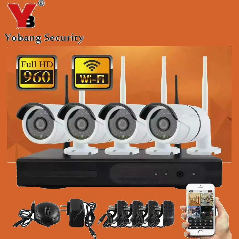 YobangSecurity 4CH wifi NVR комплект беспроводная CCTV камера система 1.3MP 960P HD уличная ip-камера P2P камера видеонаблюдения система - Цвет: NVR4006