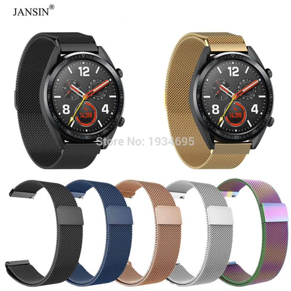 22 мм Huawei Watch GT Смарт часы ремешок Миланская петля магнитный для Ticwatch Pro наручный