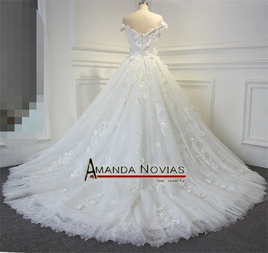 Потрясающее свадебное платье ручной работы с красивыми цветами с открытыми плечами свадебное платье