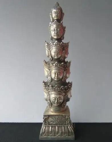 22SHUN изысканно резные тибетские серебряные 11 Kwan-yin голова коллекция антикварных