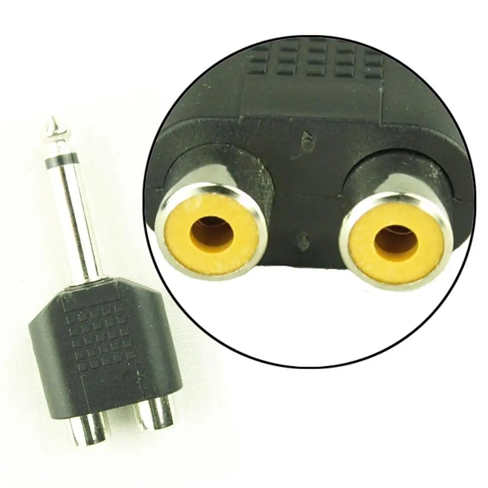 Buy 6.35mm M Mono Plug to 2 Female RCA Microphone Adapter Connector UA161X1