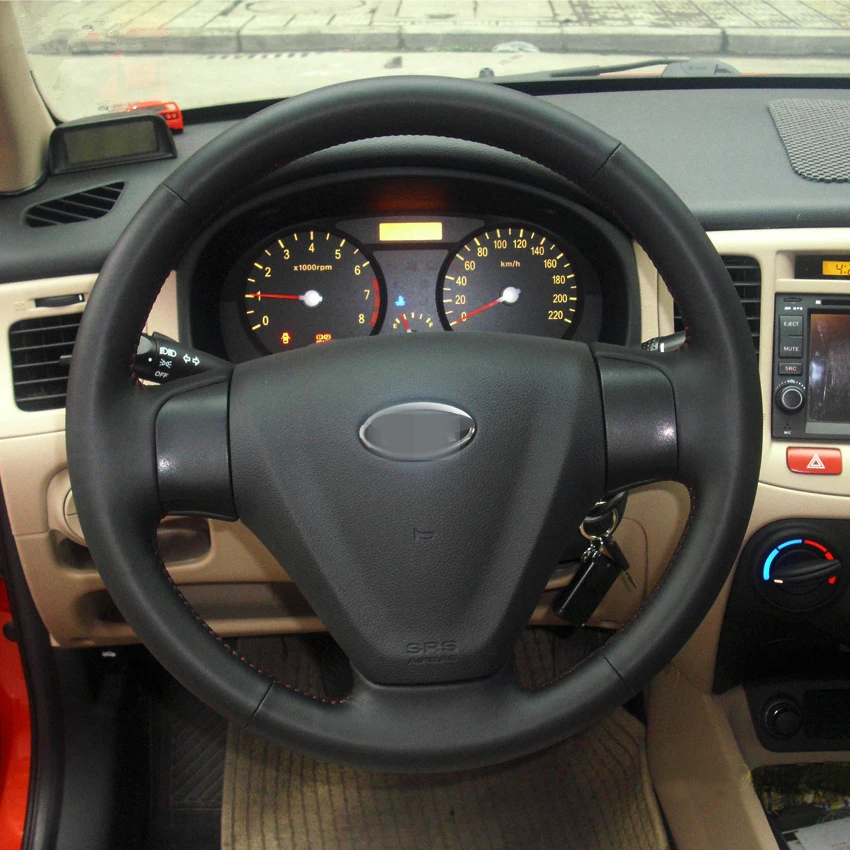 Ручная строчка BANNIS черный кожаный чехол для Kia 2005 2009 Rio 2007 Hyundai Accent|Чехлы на руль| |