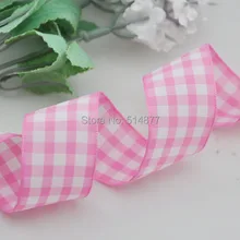 1″ 25mm Pink Color Tartan Plaid Ribbon Bows Appliques Sewing Crafts 10Y