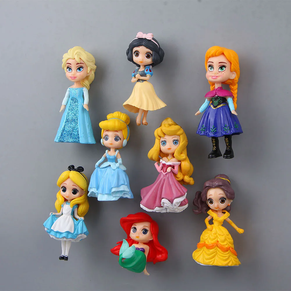 Frozen Fridge Magnets 3d People Souvenir Mermaid Snow White Princess Aisha PVC Magnetic Sticker Kids Fridge sticker Decora - Цвет: Type A(8pcs)