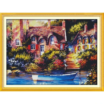 

Everlasting Love Christmas Fairy-tale Cottage Ecological Chniese Cotton Cross Stitch 11 CT 14 CT Stamped Printed New Store Sales