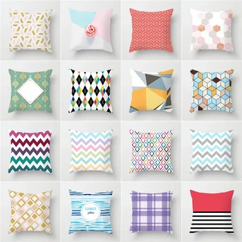 

2019 summer Nordic home pillowcase polyester printing striped geometric sofa cushion cover pillowcase car seat lumbar cushion