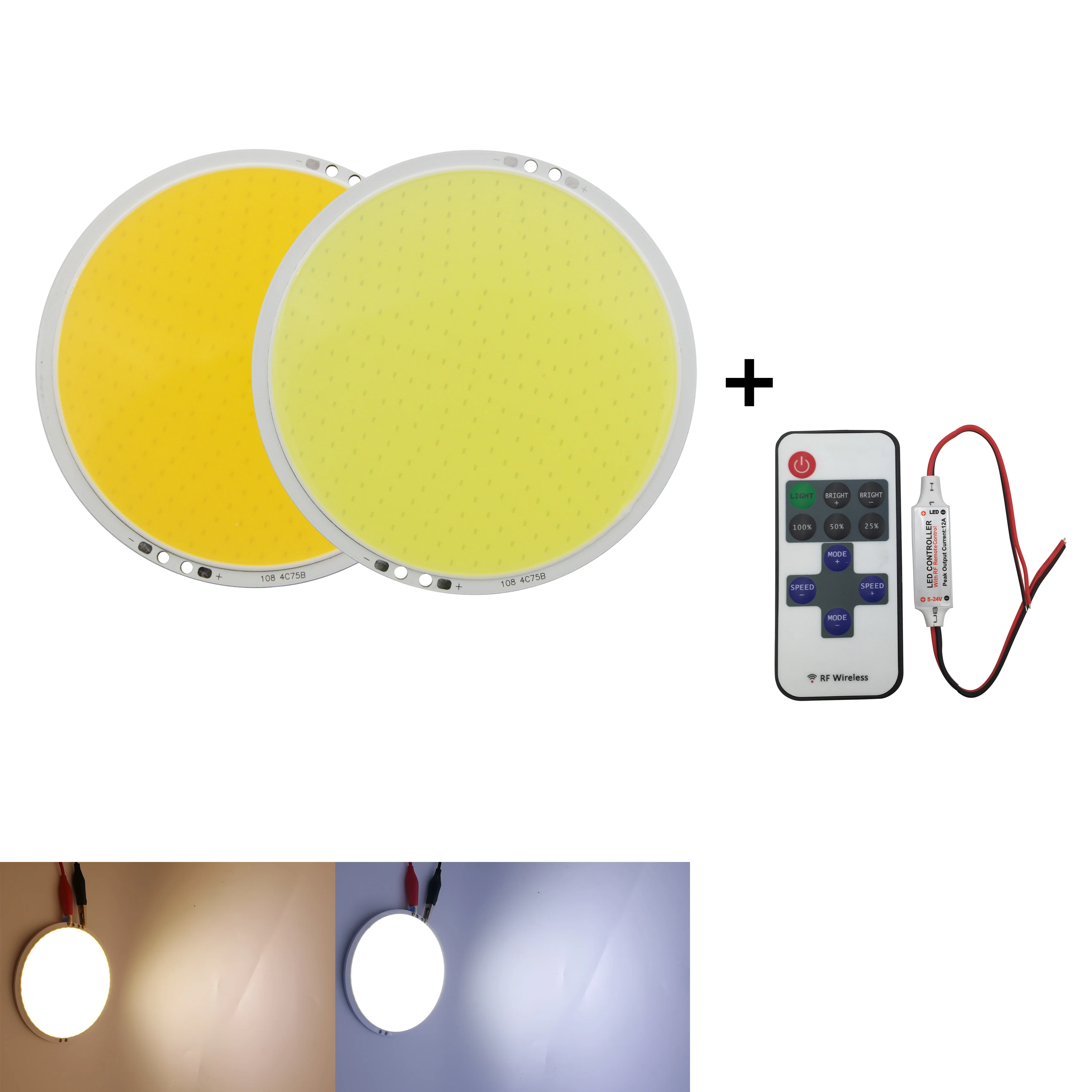 small sun 12V 50W round LED COB dimmable with remote controller high power white warm white led cob chip for light source