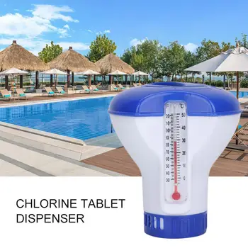 

2 In1Swimming Pool Floating Chemical Chlorine Dispenser With Thermometer For Swimming Pool Or Spa Disinfect Afloat Pill Case