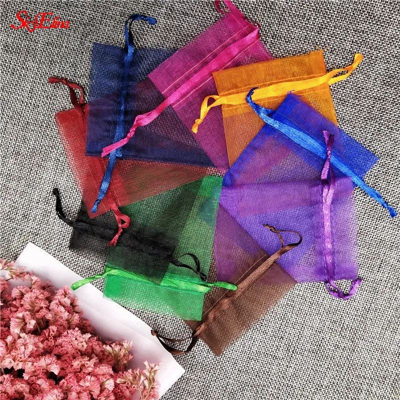 50 шт. 19 цветов 7X9 9X12 10X15 30X40 см сумки из органзы Подарочная сумка упаковочные