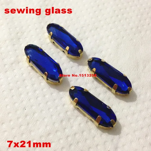 

Cobalt Color 15pcs 7x21mm Sew On Long Classical Oval Fancy Stone With Gold Claw Setting For Jewelry,Dress,clothes making