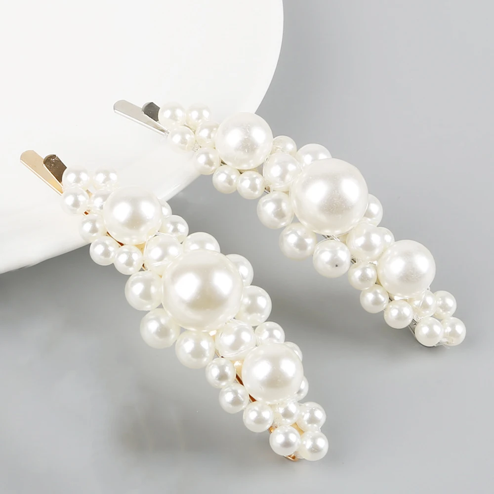 

2Pcs Ins Style Sweet Gold Silver Clips Hair Styling Tool Women Hair Accessories Metal Pearl Hairpins Lady Hair Clip Barrette
